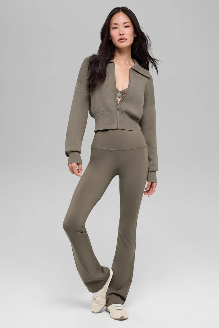 Knit Cropped Full Zip Jacket