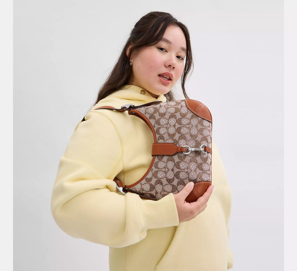 Hamptons Hobo Bag In Crystal Signature Jacquard